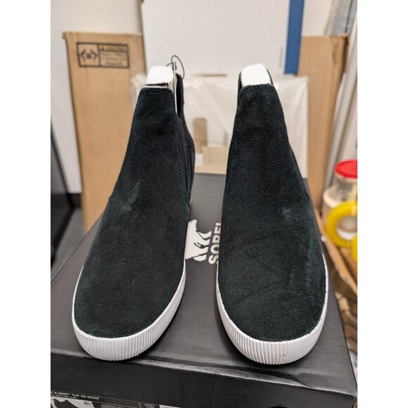 Sorel Women's 5 Out N About Slip-On Wedge Bootie Black White Waterproof Size 8 - Picture 2 of 11